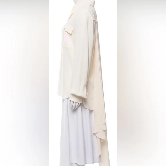 🧡Sold ebay🧡Chanel 2015 Cruise Collection Creme silk high-low top Fr 38 - Picture 3 of 10